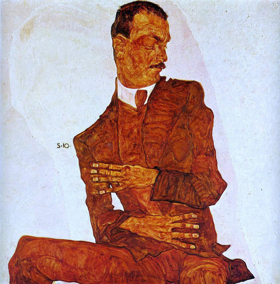 Egon Schiele Portrait of the Art Critic, Arthur Roessler - Hand Painted Oil Painting