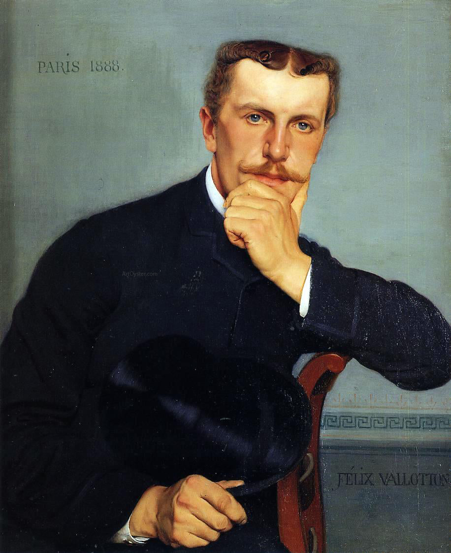Felix Vallotton Portrait of the Artist's Brother with Hat - Hand Painted Oil Painting