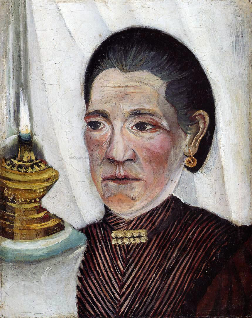 Henri Rousseau Portrait of the Artist's Second Wife with a Lamp - Hand Painted Oil Painting