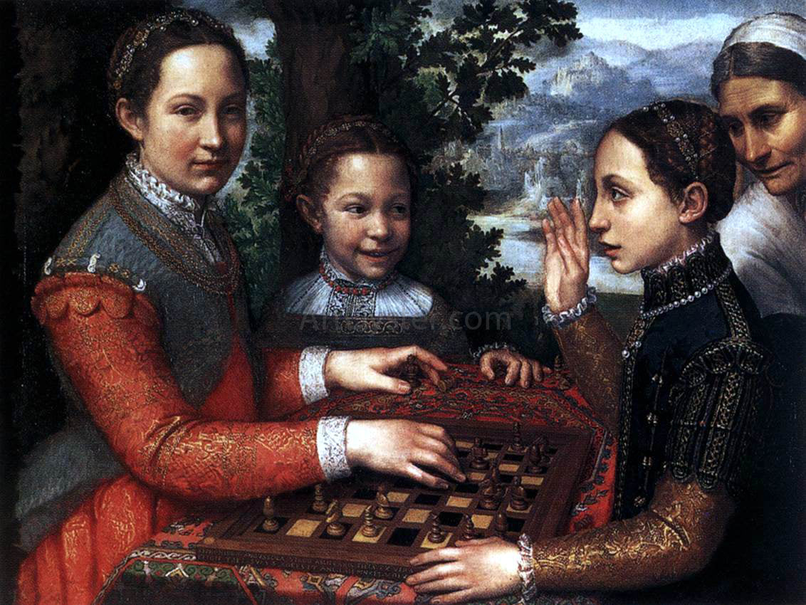 Sofonisba Anguissola Portrait of the Artist's Sisters Playing Chess - Hand Painted Oil Painting