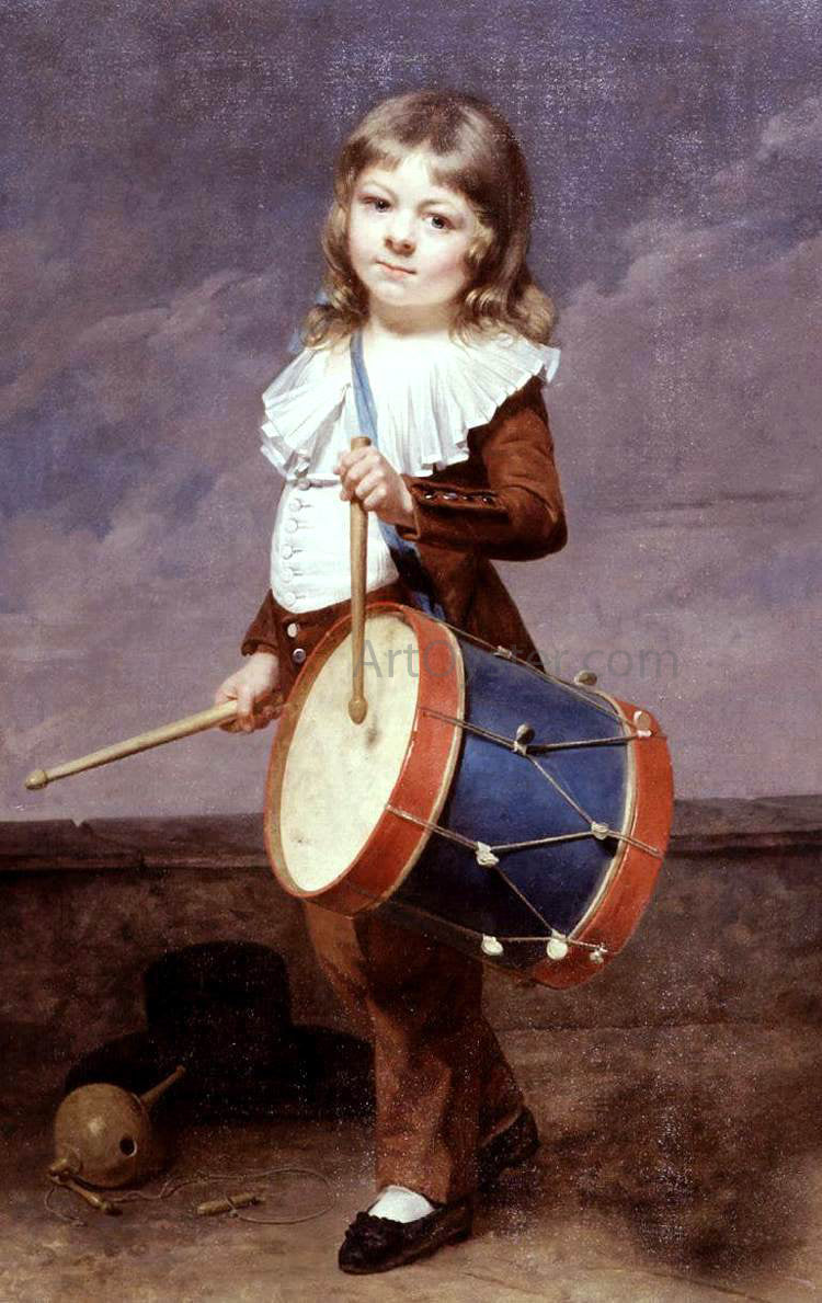  Martin Drolling Portrait of the Artist's Son as a Drummer - Hand Painted Oil Painting