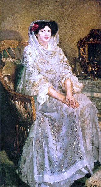 Armando Spadini Portrait of the Artist's Wife - Hand Painted Oil Painting