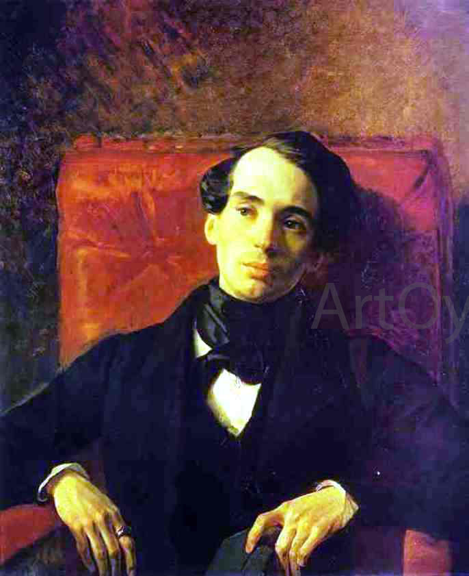 Karl Pavlovich Brulloff Portrait of the Poet and Translator A. N. Strugovshchikov - Hand Painted Oil Painting