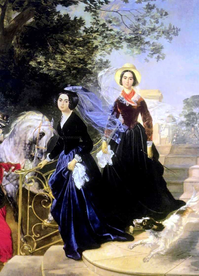 Karl Pavlovich Brulloff Portrait of the Shishmariov Sisters - Hand Painted Oil Painting