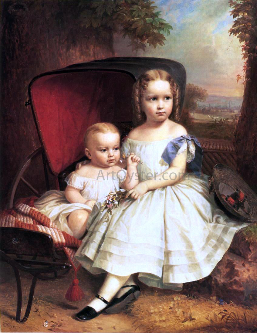 William Ruthven Wheeler Portrait of Two Children, Helen and Alice Capron - Hand Painted Oil Painting