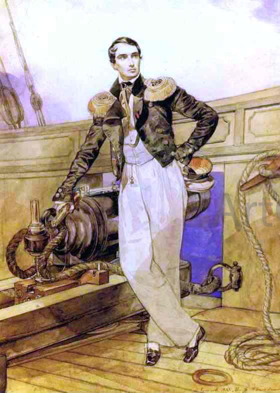 Karl Pavlovich Brulloff Portrait of V. A. Kornilov on Board the Brig Themistocles - Hand Painted Oil Painting