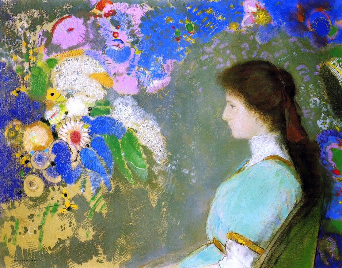 Odilon Redon Portrait of Violette Heyman - Hand Painted Oil Painting