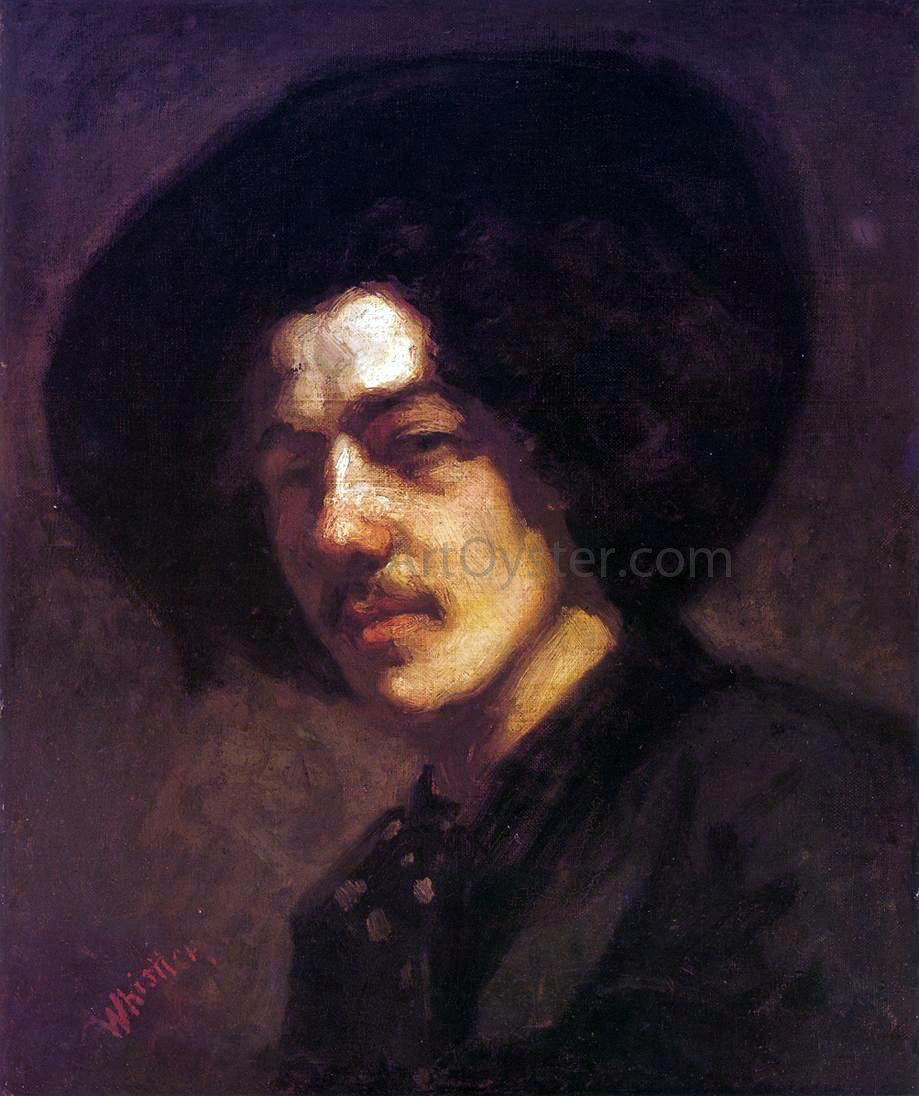 James McNeill Whistler Portrait of Whistler with Hat - Hand Painted Oil Painting