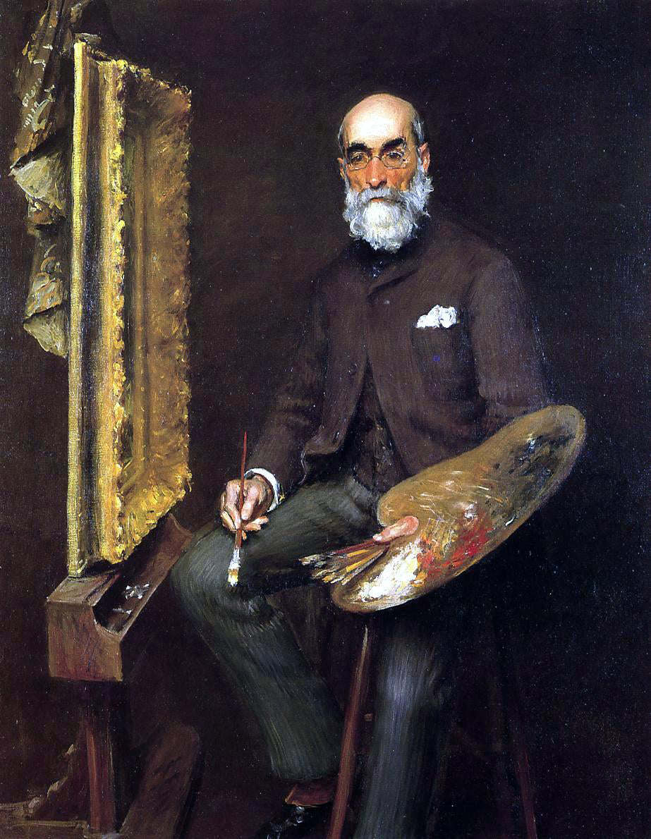 William Merritt Chase Portrait of Worthington Whittredge - Hand Painted Oil Painting