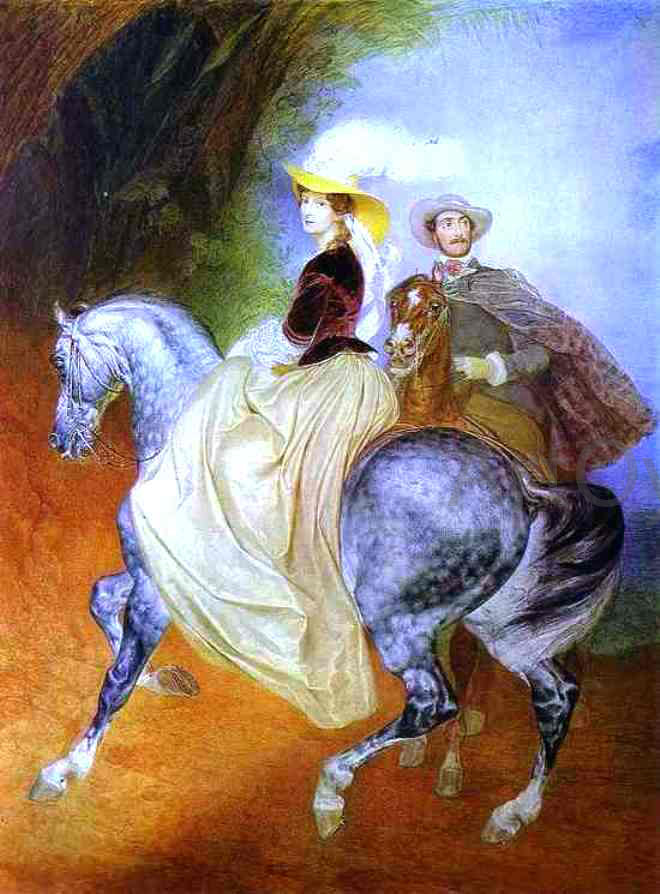 Karl Pavlovich Brulloff Portrait of Ye. Mussart and E. Mussart (Riders) - Hand Painted Oil Painting