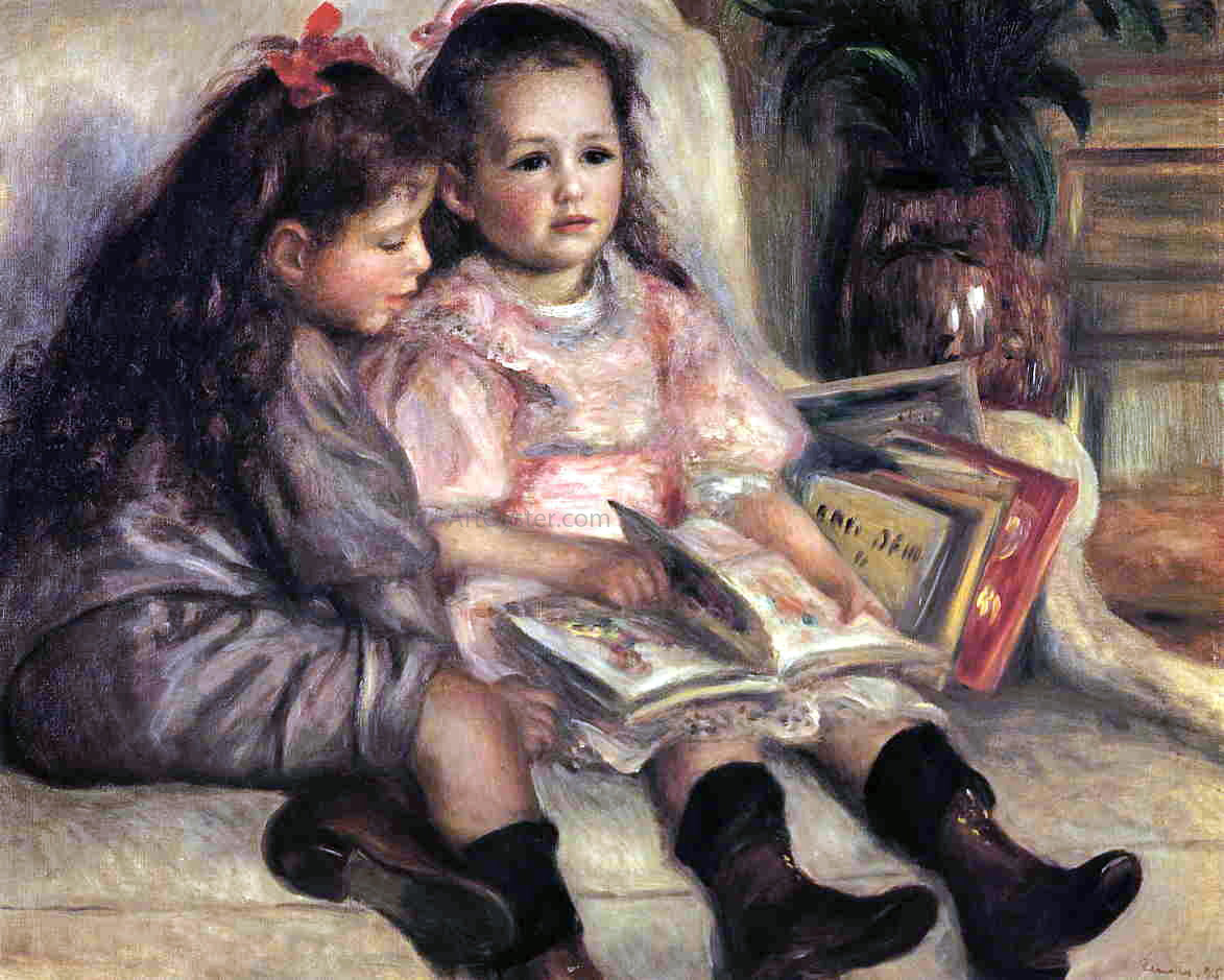Pierre Auguste Renoir A Portrait of Two Children - Hand Painted Oil Painting