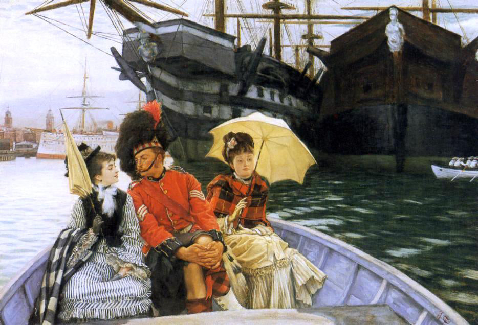 James Tissot Portsmouth Dockyard (also known as How Happy I Could be with Either) - Hand Painted Oil Painting