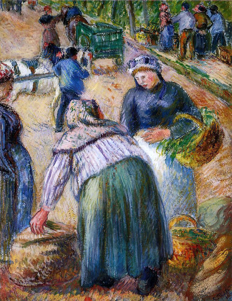 Camille Pissarro Potato Market, Boulevard des Fosses, Pontoise - Hand Painted Oil Painting