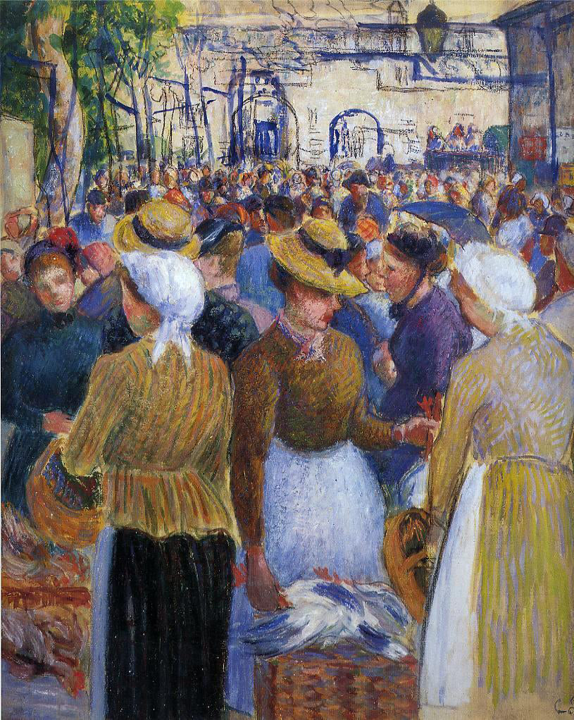 Camille Pissarro Poultry Market at Gisors - Hand Painted Oil Painting