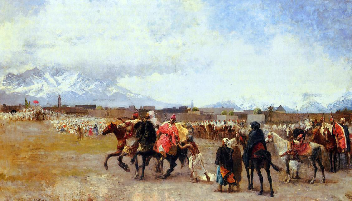 Edwin Lord Weeks Powder Play - City of Morocco, outside the Walls - Hand Painted Oil Painting