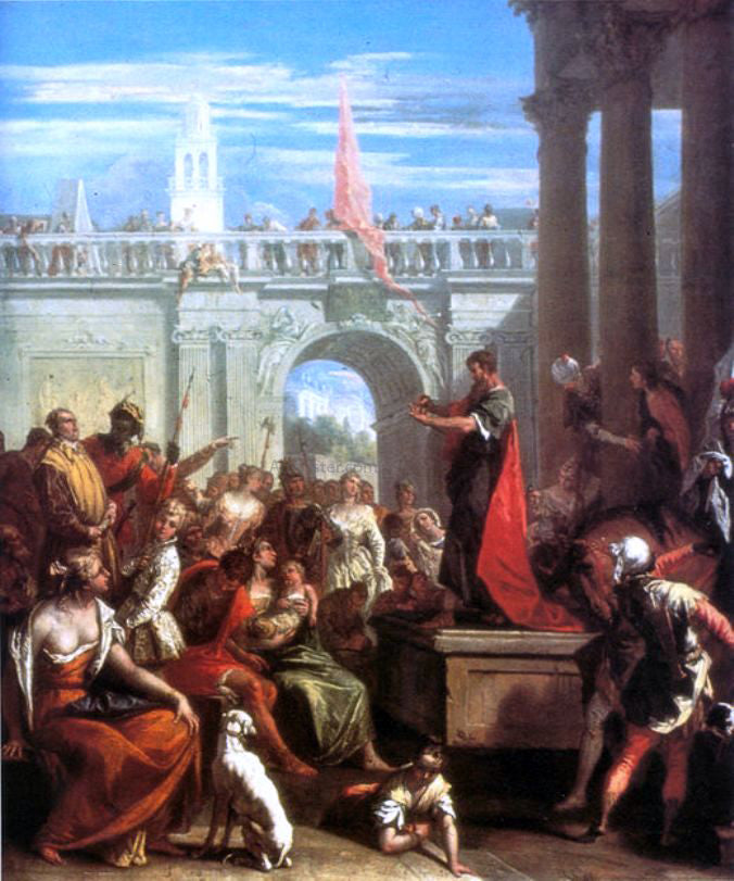 Sebastiano Ricci Preaching of St Paul - Hand Painted Oil Painting