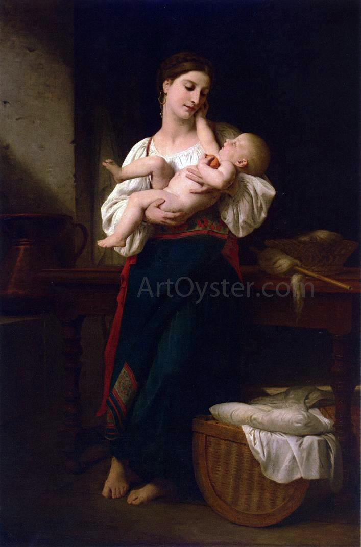 William Adolphe Bouguereau Premieres Caresses (also known as First Touch) - Hand Painted Oil Painting