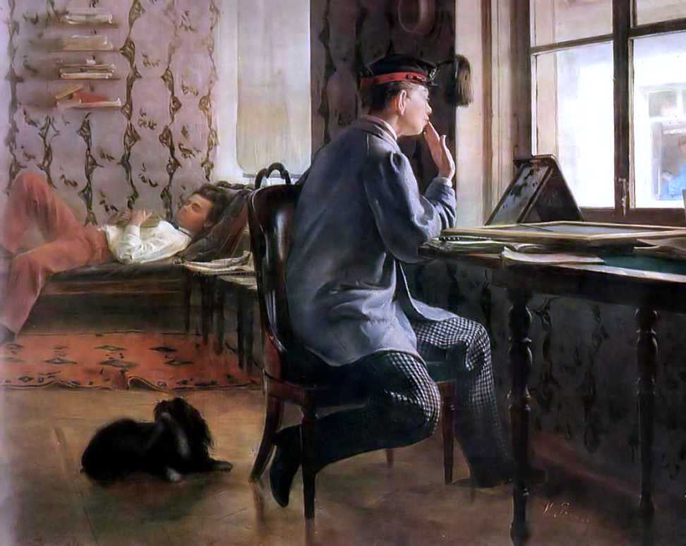 Ilia Efimovich Repin Preparation for the Examination - Hand Painted Oil Painting