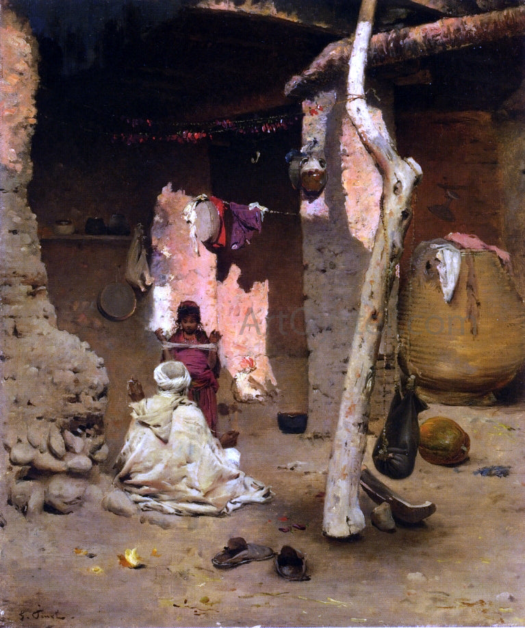 Gustave Nicolas Pinel Preparing the Wool - Hand Painted Oil Painting