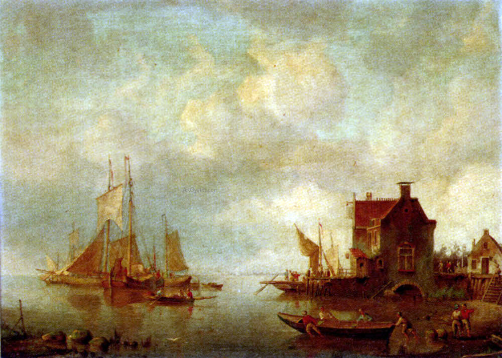 Pieter Christian Dommerson Preparing To Set Sail - Hand Painted Oil Painting