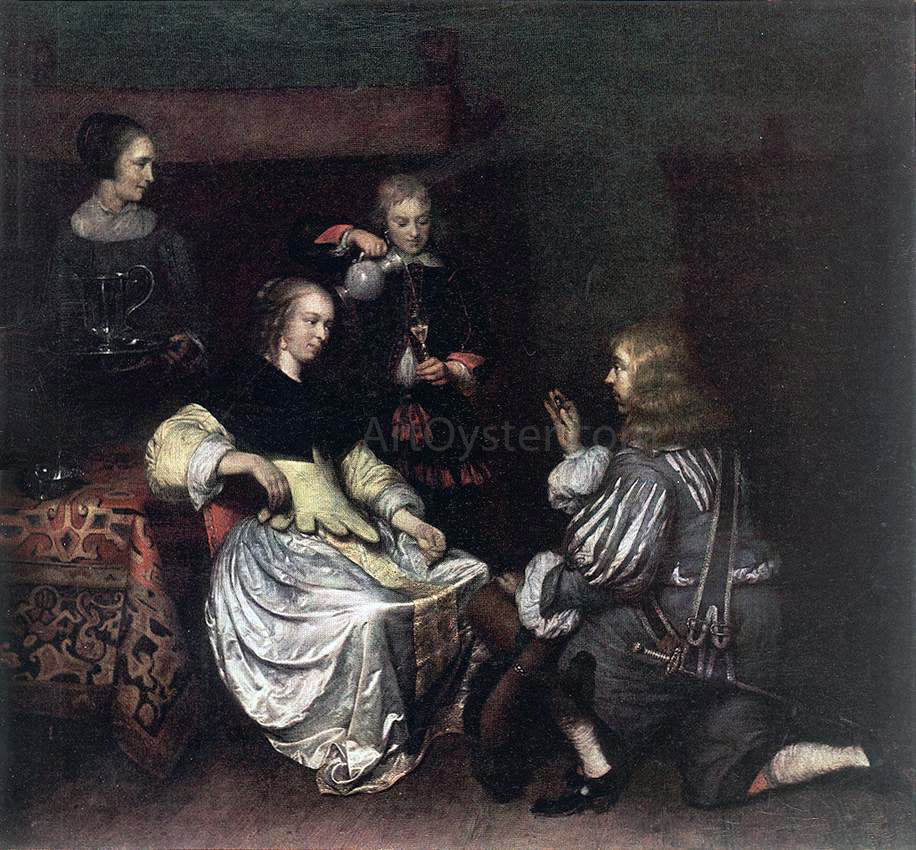 Caspar Netscher Presentation of the Medallion - Hand Painted Oil Painting