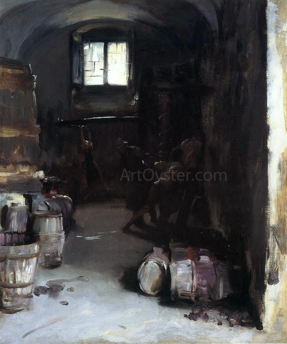 John Singer Sargent Pressing the Grapes: Florentine Wine Cellar - Hand Painted Oil Painting