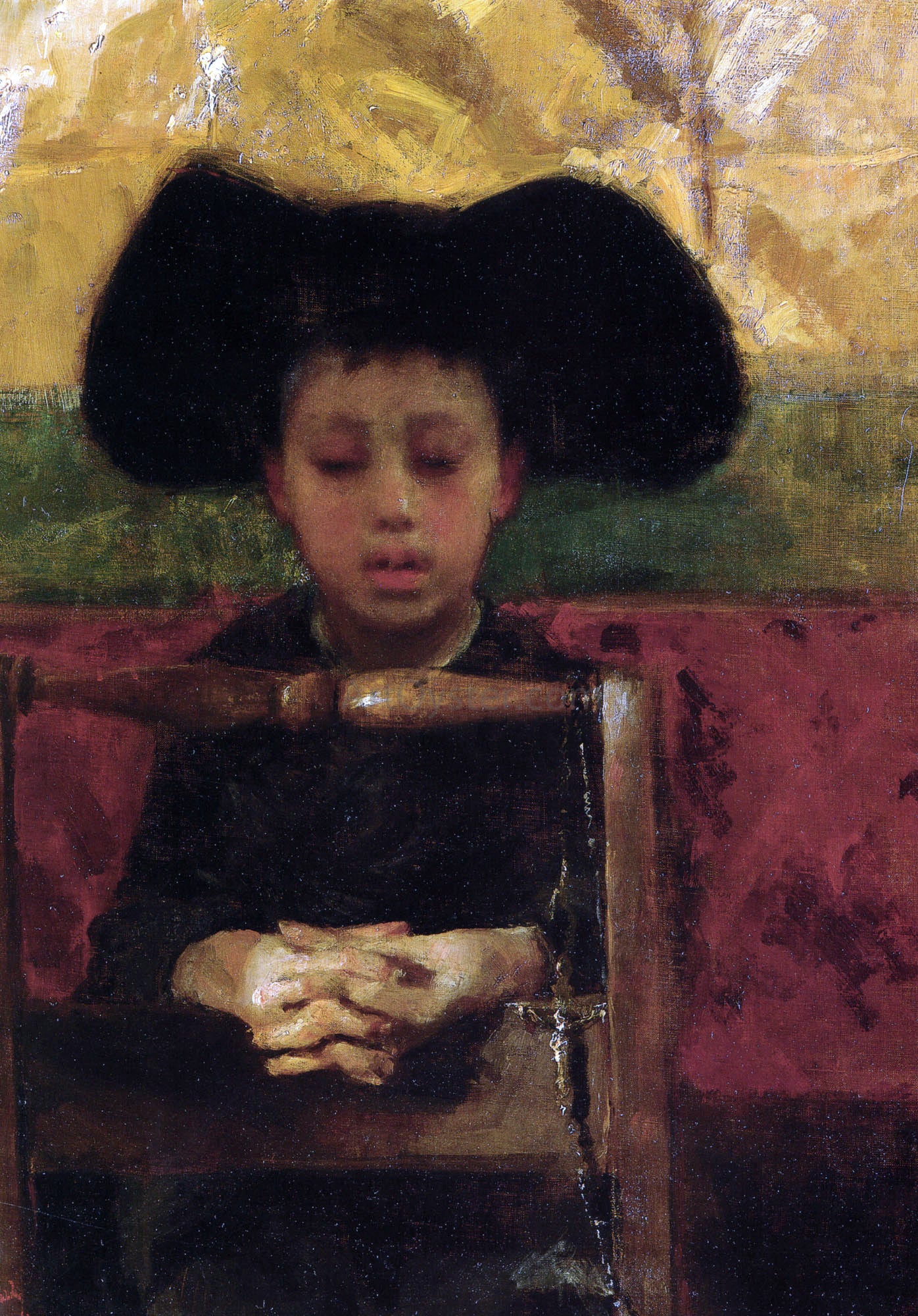 Antonio Mancini Prevetariello in Preghiera - Hand Painted Oil Painting