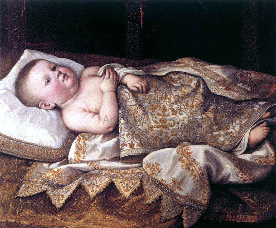 Tiberio Di Tito Prince Leopoldo de' Medici in a Cradle - Hand Painted Oil Painting