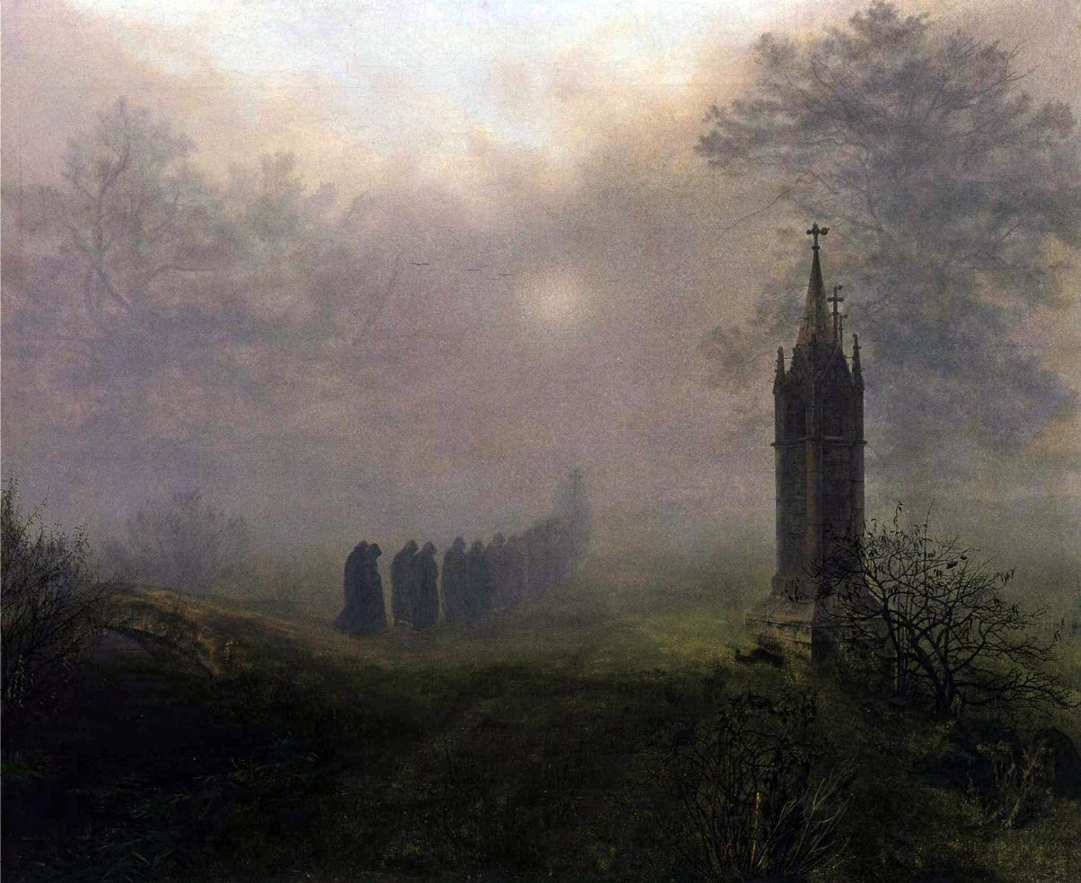  Ernst Ferdinand Oehme Procession in the Mist - Hand Painted Oil Painting