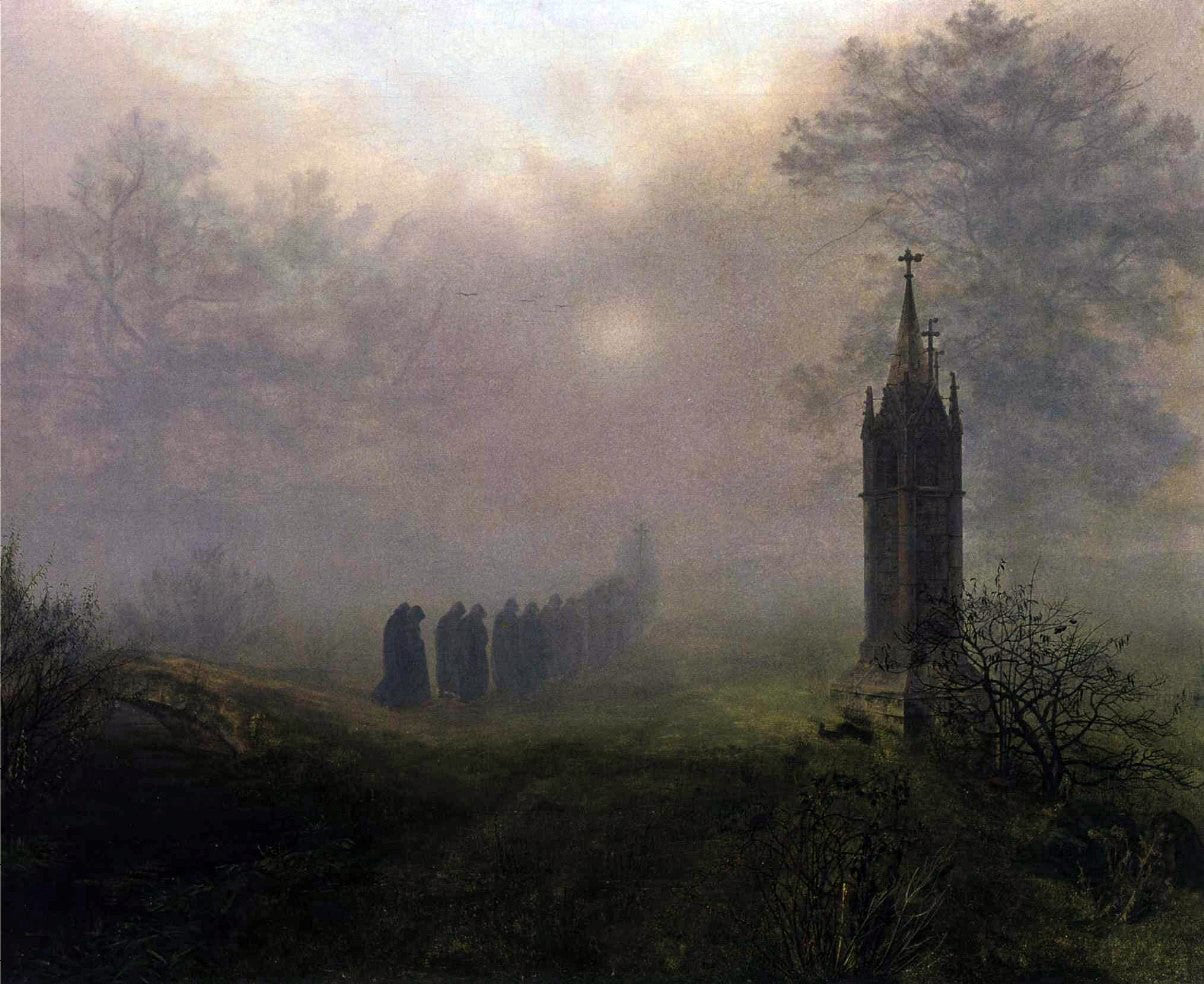 Ernst Ferdinand Oehme Procession in the Mist - Hand Painted Oil Painting