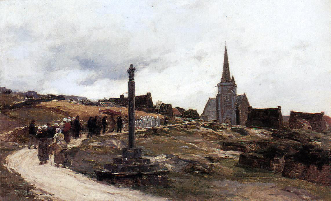 Leon Augustin L'hermitte) Procession near Ploumanac, Brittany - Hand Painted Oil Painting