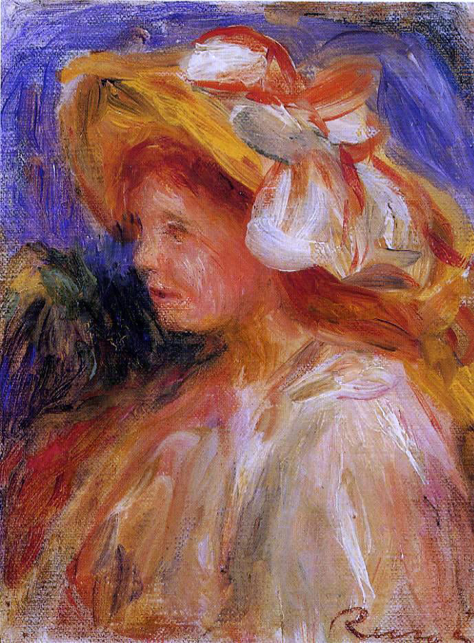 Pierre Auguste Renoir Profile of a Young Woman in a Hat - Hand Painted Oil Painting
