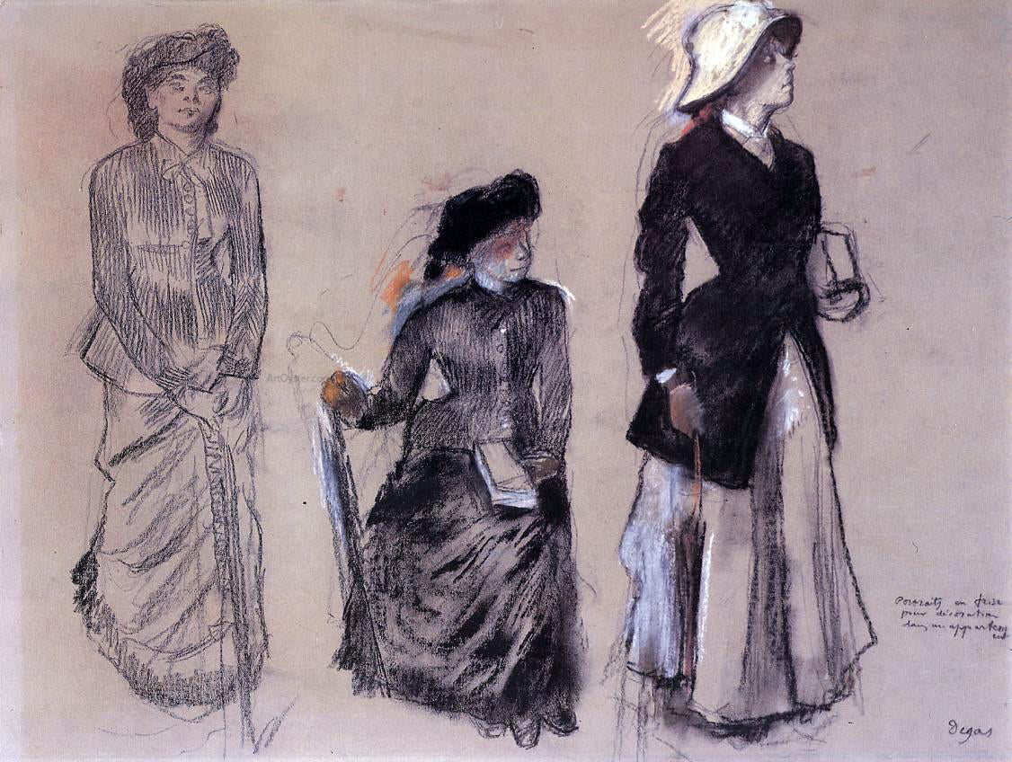 Edgar Degas Project for Portraits in a Frieze - Three Women - Hand Painted Oil Painting