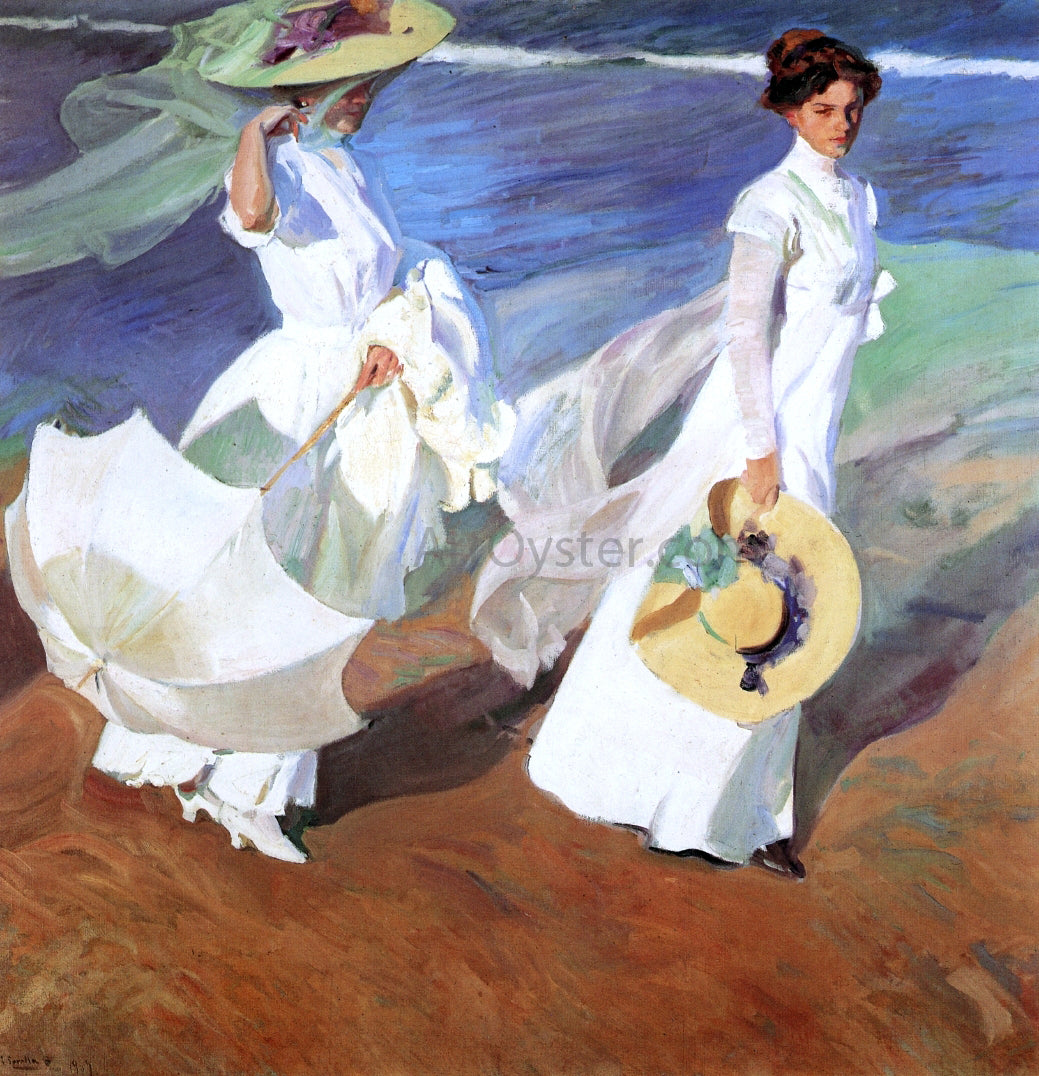 Joaquin Sorolla Y Bastida Promenade by the Sea - Hand Painted Oil Painting