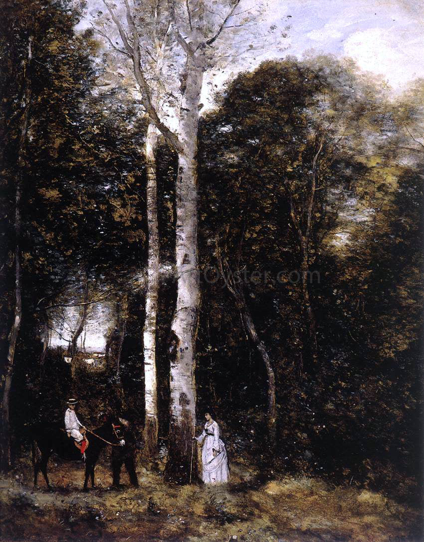 Jean-Baptiste-Camille Corot Promenade in the Parc des Lions at Port-Marly - Hand Painted Oil Painting