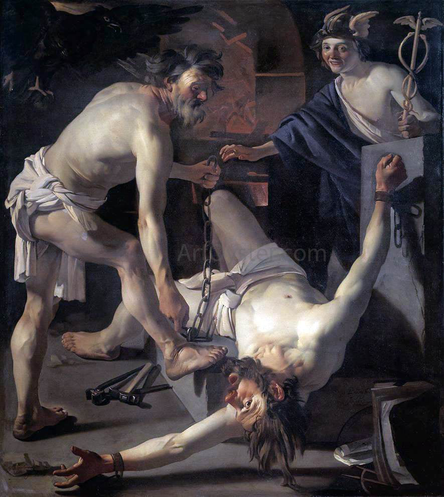 Dirck Van Baburen Prometheus Being Chained by Vulcan - Hand Painted Oil Painting