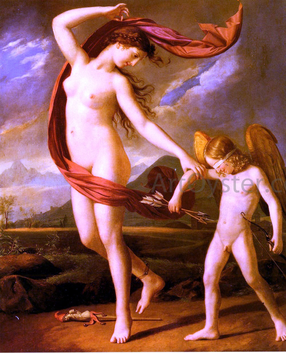 Joseph Berger Psyche Et Cupidon - Hand Painted Oil Painting