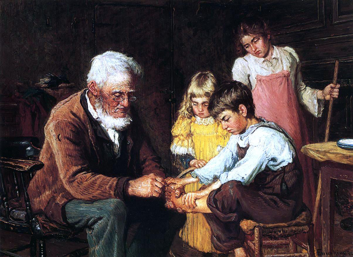 John Joseph Enneking Pulling out the Splinter - Hand Painted Oil Painting
