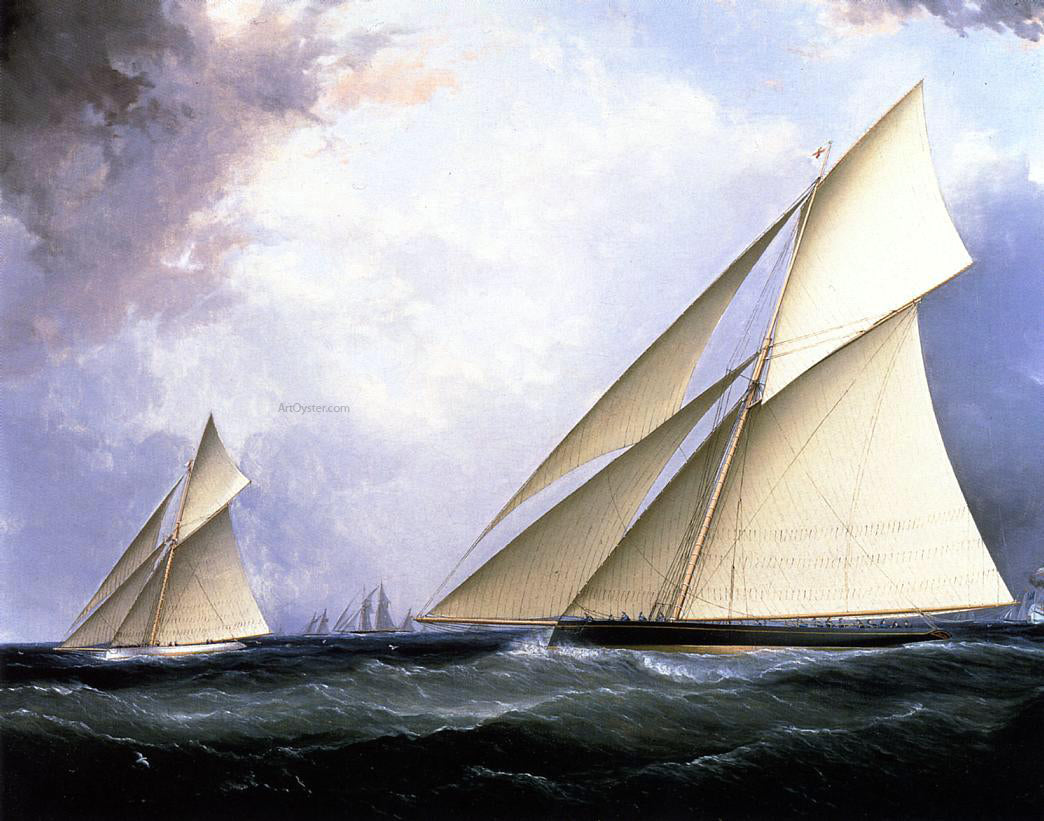 James E Buttersworth Puritan and Genesta, America's Cup 1885 - Hand Painted Oil Painting