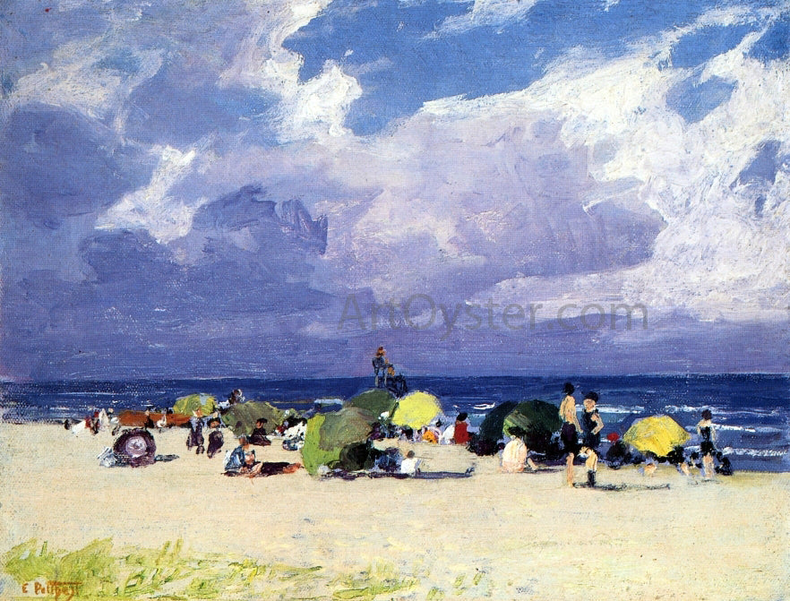 Edward Potthast Purple Beach Scene - Hand Painted Oil Painting