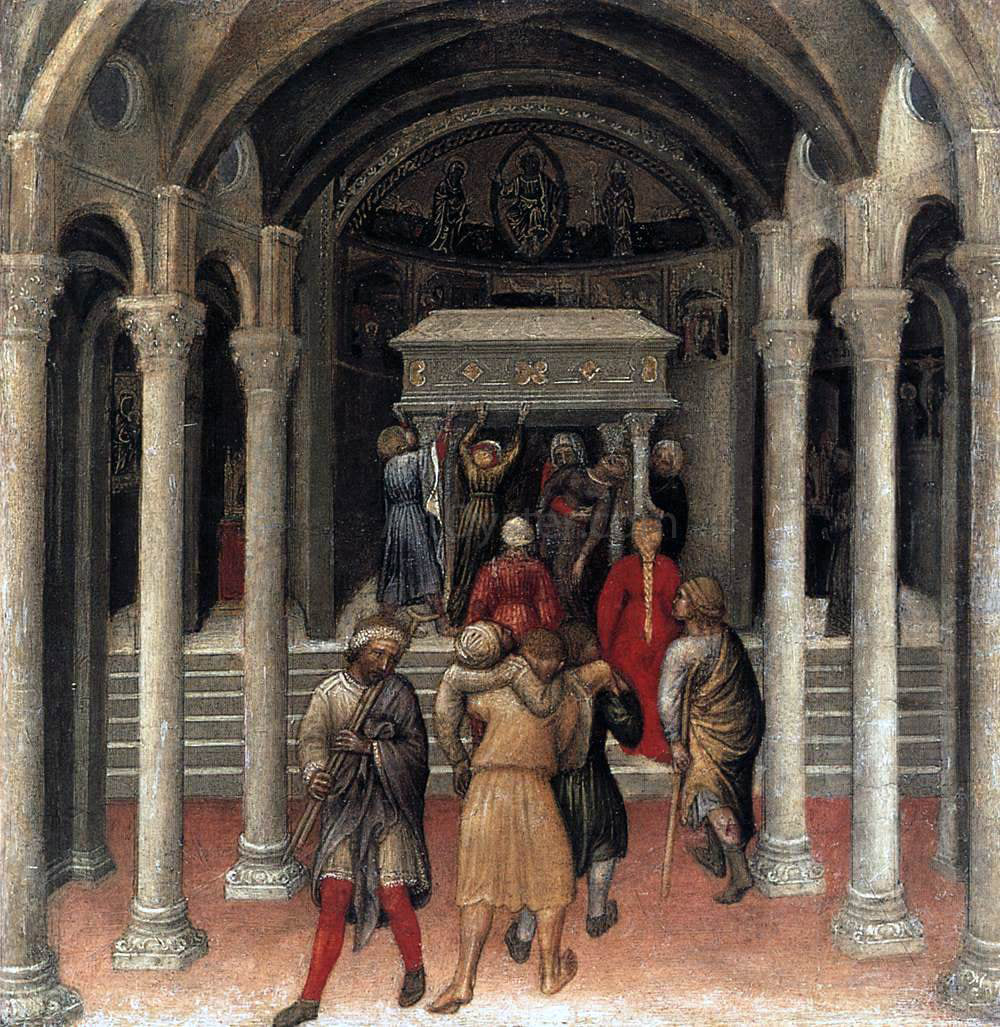 Gentile Da Fabriano Quaratesi Altarpiece: Pilgrims at the Tomb of St Nicholas of Bari - Hand Painted Oil Painting
