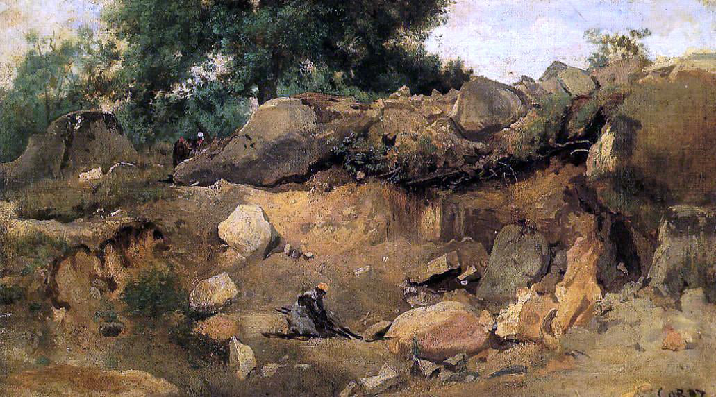 Jean-Baptiste-Camille Corot Quarry of the Chaise-Mre at Fontainebleau - Hand Painted Oil Painting
