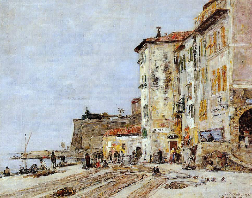 Eugene-Louis Boudin Quay at Villefranche - Hand Painted Oil Painting