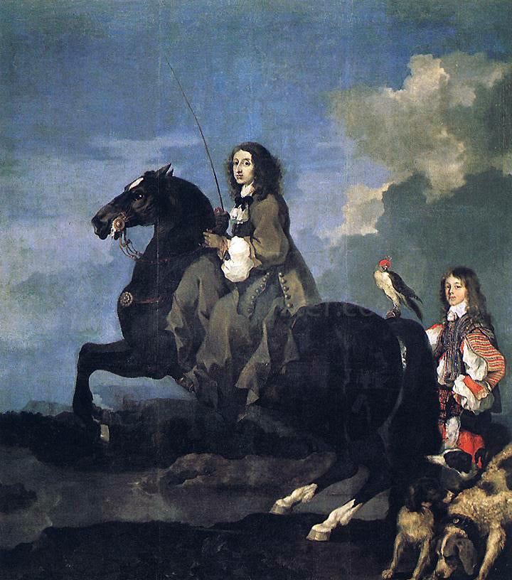 Sebastien Bourdon Queen Christina of Sweden on Horseback - Hand Painted Oil Painting