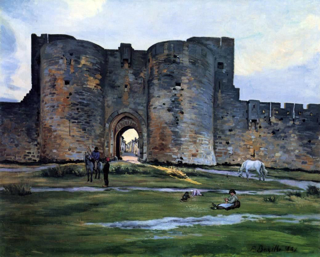Jean Frederic Bazille Queens Gate at Aigues-Mortes - Hand Painted Oil Painting