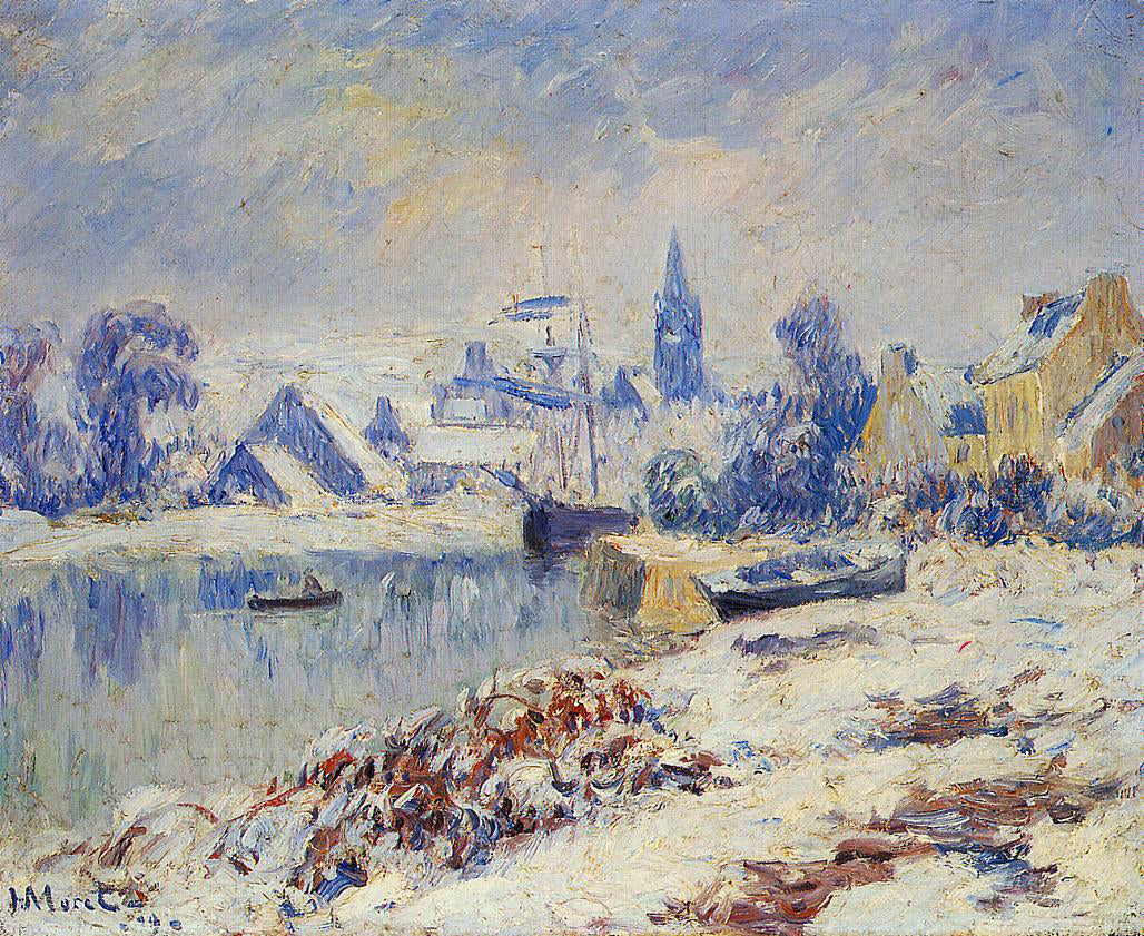 Henri Moret Quimper, Lake Marie in the Snow - Hand Painted Oil Painting