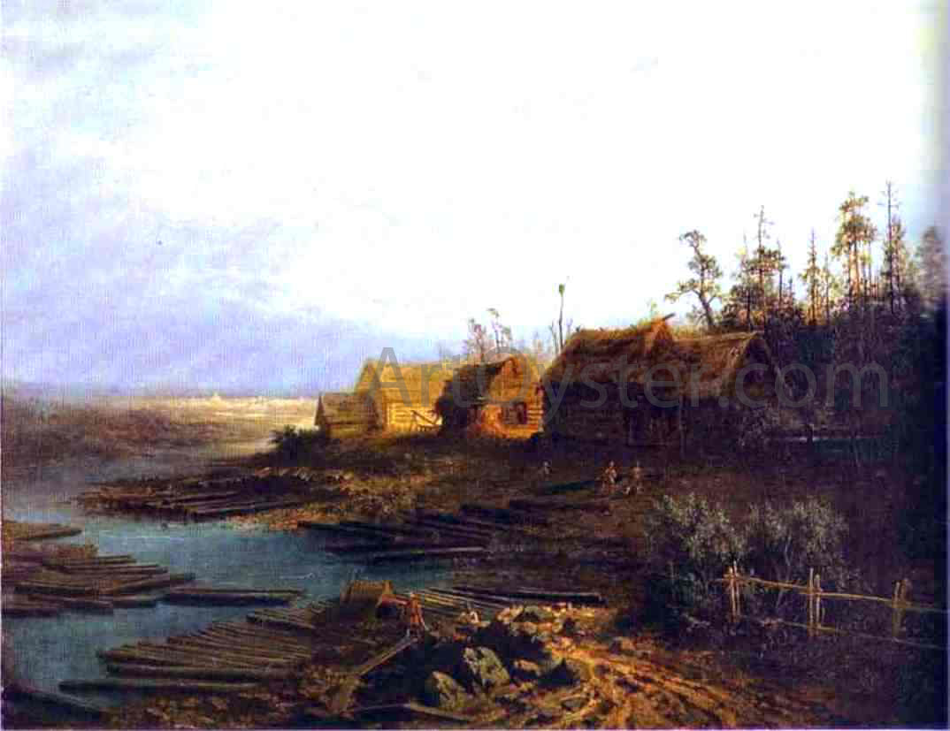Alexei Kondratevich Savrasov Rafts - Hand Painted Oil Painting