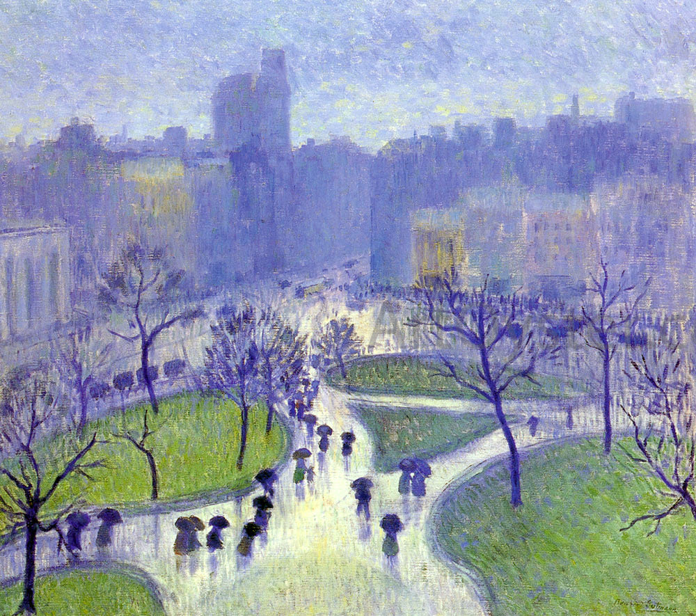 Bernhard Gutmann Rainy Day, Union Square - Hand Painted Oil Painting