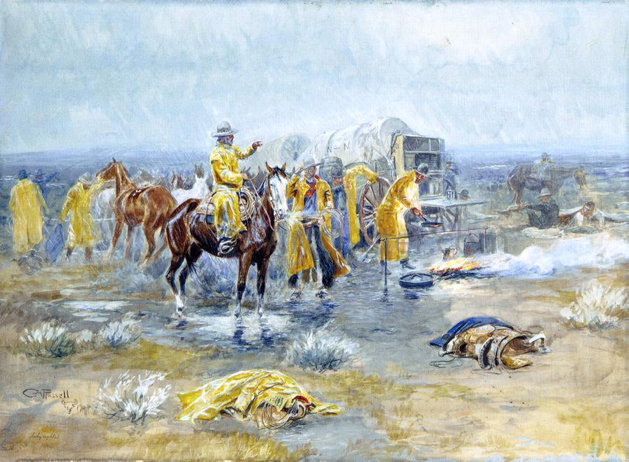 Charles Marion Russell Rainy Morning - Hand Painted Oil Painting