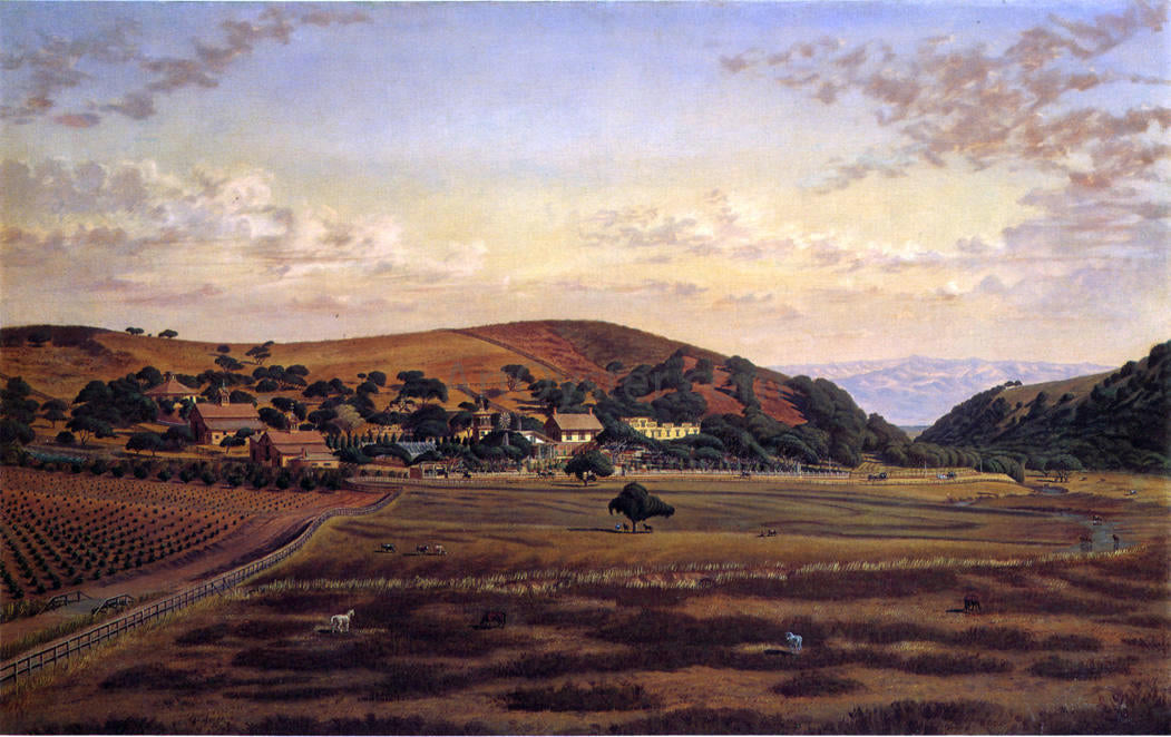 Joseph Lee Ralston Hall and its Grounds, San Mateo County - Hand Painted Oil Painting